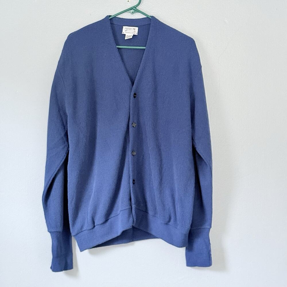 Arrow Vintage Cardigan Sweater Mens XL Blue Long Sleeve Tournament Grandpa